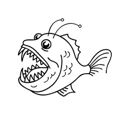 green terror fish icon, green terror fish line art - simple line art of green terror fish, perfect for green terror fish logos and icons