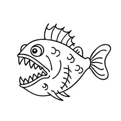 green terror fish icon, green terror fish line art - simple line art of green terror fish, perfect for green terror fish logos and icons