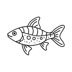 Fototapeta premium harlequin rasbora fish icon, harlequin rasbora fish line art - simple line art of harlequin rasbora fish, perfect for harlequin rasbora fish logos and icons