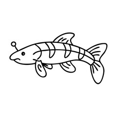 kuhli loach fish icon, kuhli loach fish line art - simple line art of kuhli loach fish, perfect for kuhli loach fish logos and icons