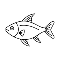 lemon tetra fish icon, lemon tetra fish line art - simple line art of lemon tetra fish, perfect for lemon tetra fish logos and icons