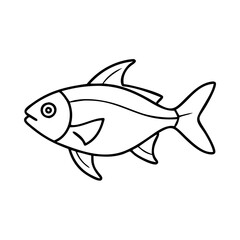 lemon tetra fish icon, lemon tetra fish line art - simple line art of lemon tetra fish, perfect for lemon tetra fish logos and icons