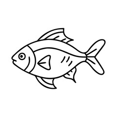 lemon tetra fish icon, lemon tetra fish line art - simple line art of lemon tetra fish, perfect for lemon tetra fish logos and icons