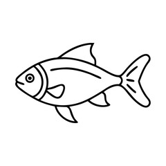 lemon tetra fish icon, lemon tetra fish line art - simple line art of lemon tetra fish, perfect for lemon tetra fish logos and icons