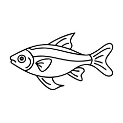 neon tetra fish icon, neon tetra fish line art - simple line art of neon tetra fish, perfect for neon tetra fish logos and icons