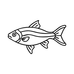 neon tetra fish icon, neon tetra fish line art - simple line art of neon tetra fish, perfect for neon tetra fish logos and icons