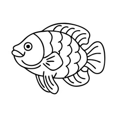 oscar fish icon, oscar fish line art - simple line art of oscar fish, perfect for oscar fish logos and icons