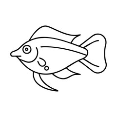 platy fish icon, platy fish line art - simple line art of platy fish, perfect for platy fish logos and icons