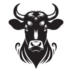 Cow head silhouette vector illustration on white background.