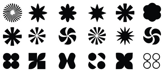 Collection Of Black Geometric Shapes In Vector Format On A White Background