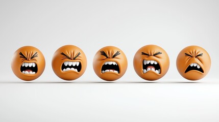 Naklejka premium Expressive and cute angry emoji faces bundle for creative digital and print designs