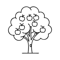 apple tree icon, apple tree line art - simple line art of apple tree, perfect for apple tree logos and icons