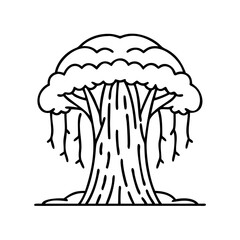 banyan tree icon, banyan tree line art - simple line art of banyan tree, perfect for banyan tree logos and icons