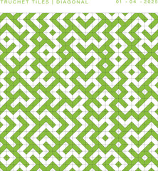 Truchet Tiles - Diagonal Green Pattern