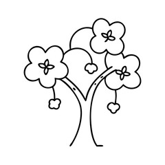 cherry tree icon, cherry tree line art - simple line art of cherry tree, perfect for cherry tree logos and icons