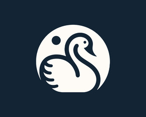 Minimalist Swan Logo Vector Art