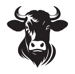 Cow head silhouette vector illustration on white background.