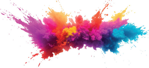 Radiant Watercolor Brush Strokes and Explosive Colorful Splashes on a White Canvas, Blending Abstract Art with a Playful, Modern Touch to Create an Exciting and Dynamic Visual Experience.
