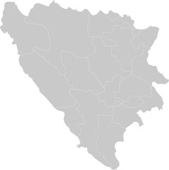 Fototapeta premium Bosnia and Herzegovina administrative vector map with level 1 region boundaries – PPT-compatible & fully editable by region