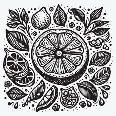 Hand drawn lemon doodle. stock illustration