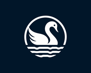 Elegant Minimalist Swan Logo Vector