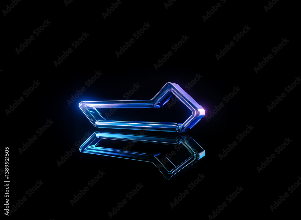 Poster a glowing, futuristic, arrow-like symbol, hints towards navigation. it's rendered with a transparent