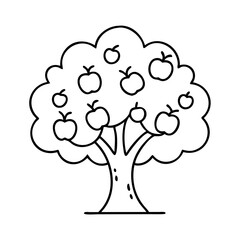 apple tree icon, apple tree line art - simple line art of apple tree, perfect for apple tree logos and icons
