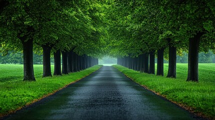 Obraz premium A pathway lined with trees