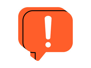 Hand drawn cute cartoon illustration speech bubble with exclamation mark. Flat vector wrong choice message doodle. Negative reaction. Social media warning icon or sticker. Access denied. Isolated.