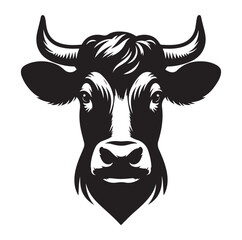 Cow head silhouette vector illustration on white background.