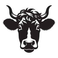 Cow head silhouette vector illustration on white background.