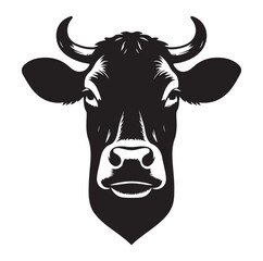 Cow head silhouette vector illustration on white background.