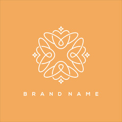 line art dental ornament logo vector