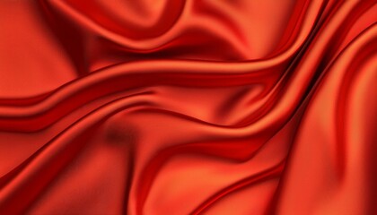 Obraz premium A flowing red satin fabric, showcasing rich texture and vibrant color, creates an elegant and luxurious appearance.