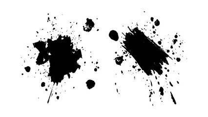 Black paint splash isolated on transparent background. Black and white grunge ink splat isolated a transparent or white background. 