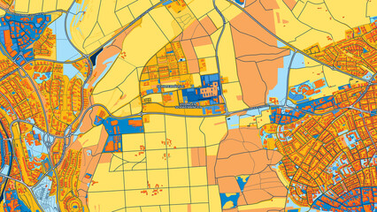Obraz premium Colorful Villingen-Schwenningen Street Map with Labels and Buildings