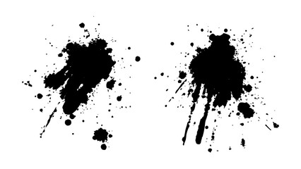 Black paint splash isolated on transparent background. Black and white grunge ink splat isolated a transparent or white background. 