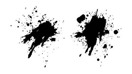 Black paint splash isolated on transparent background. Black and white grunge ink splat isolated a transparent or white background. 