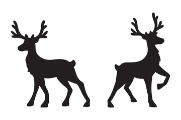  Black Deer Silhouettes  Vector Illustration on White Background