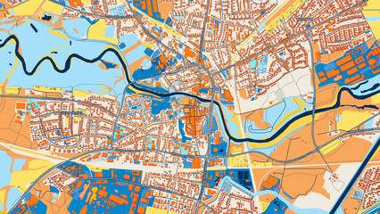 Obraz premium Colorful Lunen Street Map with Labels and Buildings