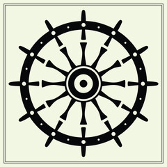 Obraz premium Ship Wheel Silhouette, Navigation