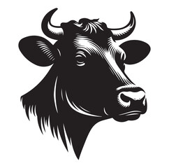 Cow head silhouette vector illustration on white background.