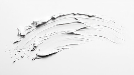 Obraz premium White cream smear on white background. Cosmetic product sample. Smooth texture. Liquid foundation or lotion. High quality image. Isolated for easy use in beauty ads or makeup tutorials