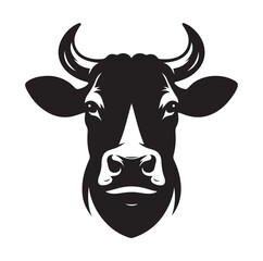 Cow head silhouette vector illustration on white background.
