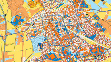 Colorful Viersen Street Map with Labels and Buildings