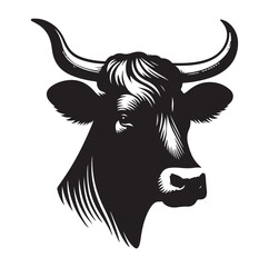 Cow head silhouette vector illustration on white background.