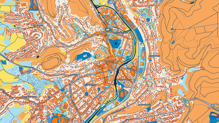 Colorful Marburg Street Map with Labels and Buildings