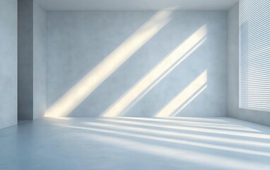 Obraz premium Minimalist White Room with Diagonal Light Rays and Modern Art Style
