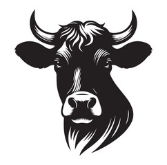 Cow head silhouette vector illustration on white background.