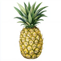 Fototapeta premium Watercolor Pineapple Painting Vibrant Yellow and Green Tropical Fruit Illustration